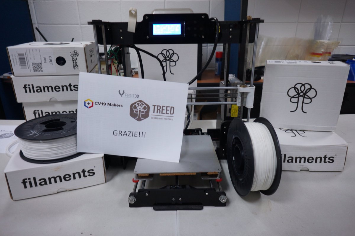 MakersVzla's tweet photo. Queremos agradecer públicamente a la empresa italiana @tr333d por su donación de 30kg de filamento a la causa de @MakersVzla para seguir imprimiendo protectores faciales para nuestro personal medico y relacionados al sector de la salud. 

¡GRACIAS!     GRAZZIE!!! https://t.co/rul0gAOS8Z