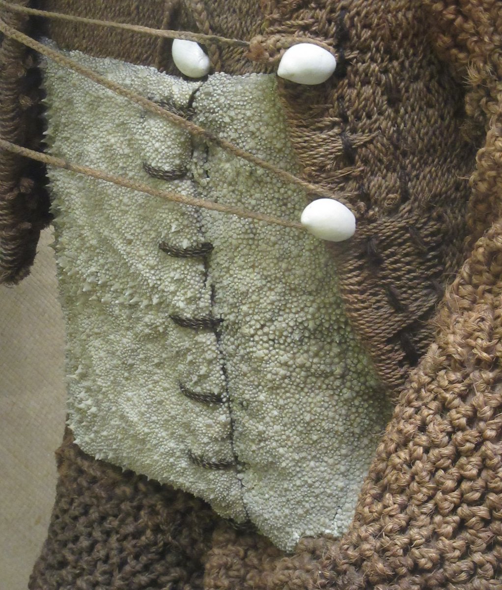 A favourite with a lot of visitors, Kiribati warrior wearing, coconut matting armour, a porcupine fish helmet, and shark skin stomach protector 5/