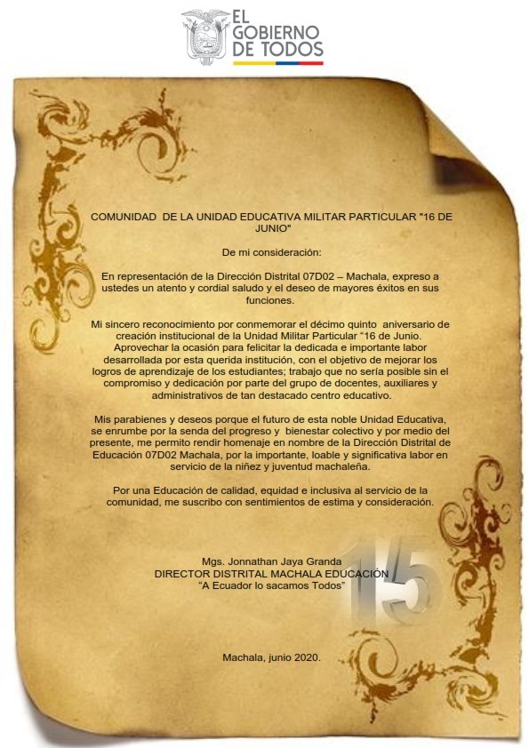 JonnathanJayaEc's tweet photo. El conocimiento mueve al mundo conduciendolo al progreso. La Unidad Educativa 16 de Junio educa a cientos de niños, niñas y adolescentes con un gran compromiso.
¡Loor a esta noble Institución!
  #SiALaEducación https://t.co/uvfS6fOo55