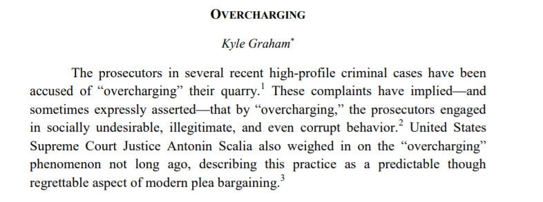 PROBLEM PROSECUTOR Overcharging. Uses threat of criminal prosecution for non-supported charges to coerce a plea to the substantiated charges in complaint. Convince prosecutor to stop overcharging. See https://digitalcommons.law.scu.edu/cgi/viewcontent.cgi?referer=&httpsredir=1&article=1609&context=facpubs and see  https://www.ncjrs.gov/pdffiles1/Photocopy/67947NCJRS.pdf