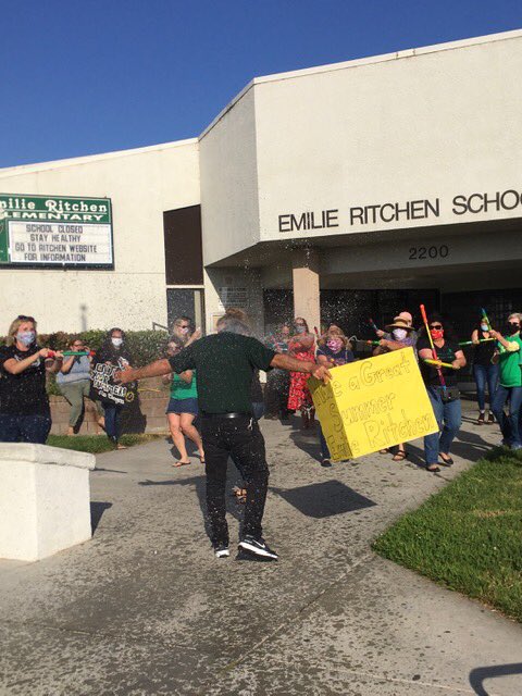 EmilieRitchen's tweet photo. We sent Dr.Santamaria off with our annual “Water fight”-one of his favorite traditions at Ritchen. We wish him much success at his new school. Thank you for the last 3 years!You will be missed!  #eaglessoaring #ritchenrocks https://t.co/b6ivozEYne
