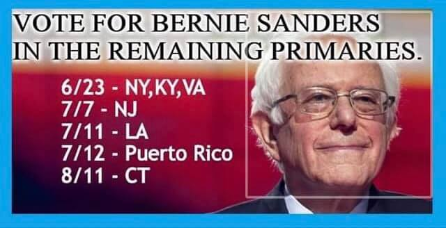 PeepsPowertothe's tweet photo. Vote for @BernieSanders  New York, Kentucky &amp; Virginia on June 23. New Jersey on July 7, Louisiana July 11. Puerto Rico Jul 12  CT Aug 11 #Bernie2020 #Blacklivesmatter #Diversity #Grassroots #Unidosconbernie https://t.co/H8WyUcgJdz https://t.co/Eh0PmotWQz