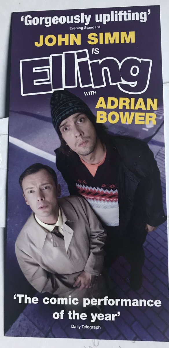 TimeLordDrew61's tweet photo. Back in 2007 my first trip to The @TrafStudios I saw a great a Great Comedy called Eling Starring John Simm and Adrian Bower. This was a brilliant Funny production with an excellent cast. #JohnSimm #AdrianBower #Elling #SimonBent #TrafalgarStudios https://t.co/rothSbe1b3