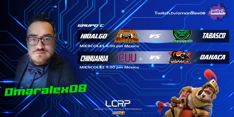 Miércoles de Grupo C, inicia la actividad de este grupo con 2 grandes encuentros <a href="/EsportsTabasco/">Tabasco Esports</a> vs <a href="/MEsportsHgo/">Mineros Hidalgo Esports</a> y en seguida @S_Chihuahua_CR vs <a href="/OaxacaCR/">Selección Oaxaca</a> transmitidos por nuestro caster Omaralex08

twitch.tv/omaralex08