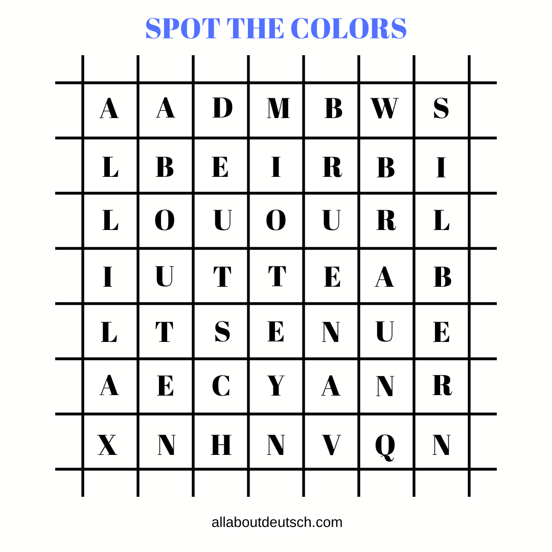 allaboutdeutsch's tweet photo. Can you spot the names of five colors (in German language) in the picture below? #polyglot #germanlearners #languagelearning https://t.co/dgIuQk0LE3