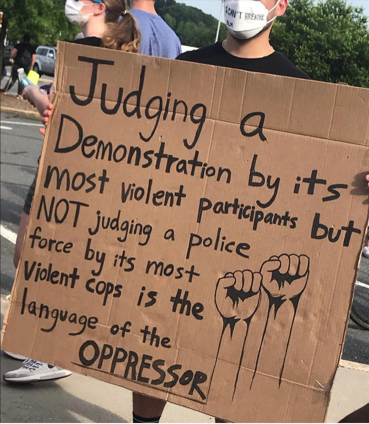 AuthorJoeNBrown's tweet photo. @realDonaldTrump Judging a Demonstration by its most violent participants, but not judging a #PoliceForce by its most #ViolentCops is the language of the Oppressor. #DefundPolice #MurdererCops #DefundThePolice #PoliceBrutality #PoliceReform #PoliceBrutalityPandemic https://t.co/t6o3YewkHI