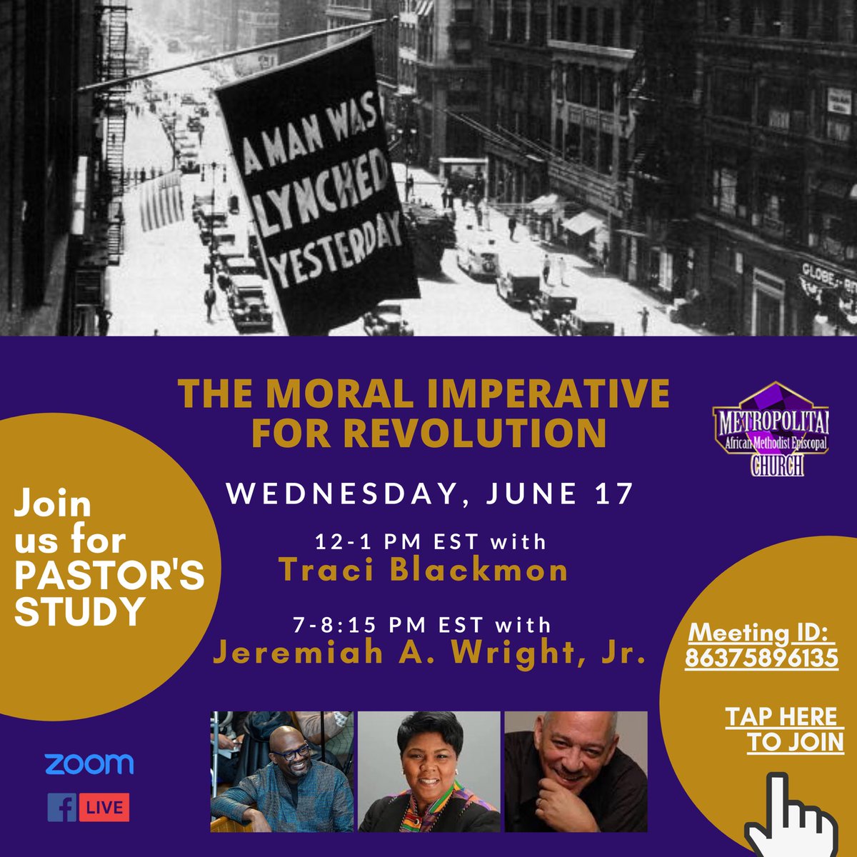 Join ⁦<a href="/MetropolitanAME/">Metropolitan AME</a>⁩ and pastor ⁦<a href="/WilliamHLamarIV/">William H. Lamar IV</a>⁩ for tomorrow’s conversation.