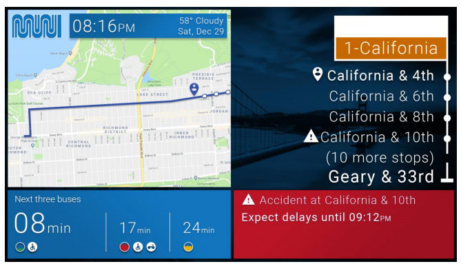 LEE: This is an example of what we could show. We'd have a lot of flexibility to change it. Will also install up to 800 new solar-powered signs at some stops where we don't have power, esp in equity neighborhoods and on low-frequency routes