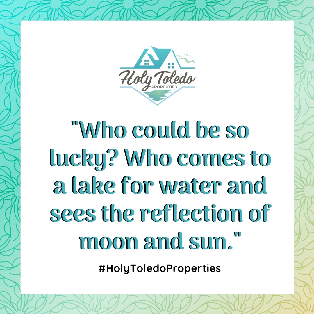 'Who could be so lucky? Who comes to a lake for water and sees the reflection of moon and sun.'  bit.ly/2Pwg8d9

#HolyToledoProperties #ToledoBend #weekendgetaway #lakehouses #lakehouselife #rentalproperty #BassFishing #fishing #fishinglife #camping #TeamBuilding #summer