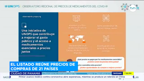 tvnnoticias's tweet photo. La Oficina de las Naciones Unidas de Servicios para Proyectos para América Latina y el Caribe presentó el Observatorio Regional de Precios de Medicamentos recomendados por la OMS para el tratamiento de la COVID-19. #NoticiasTVN https://t.co/QUW8URUz05