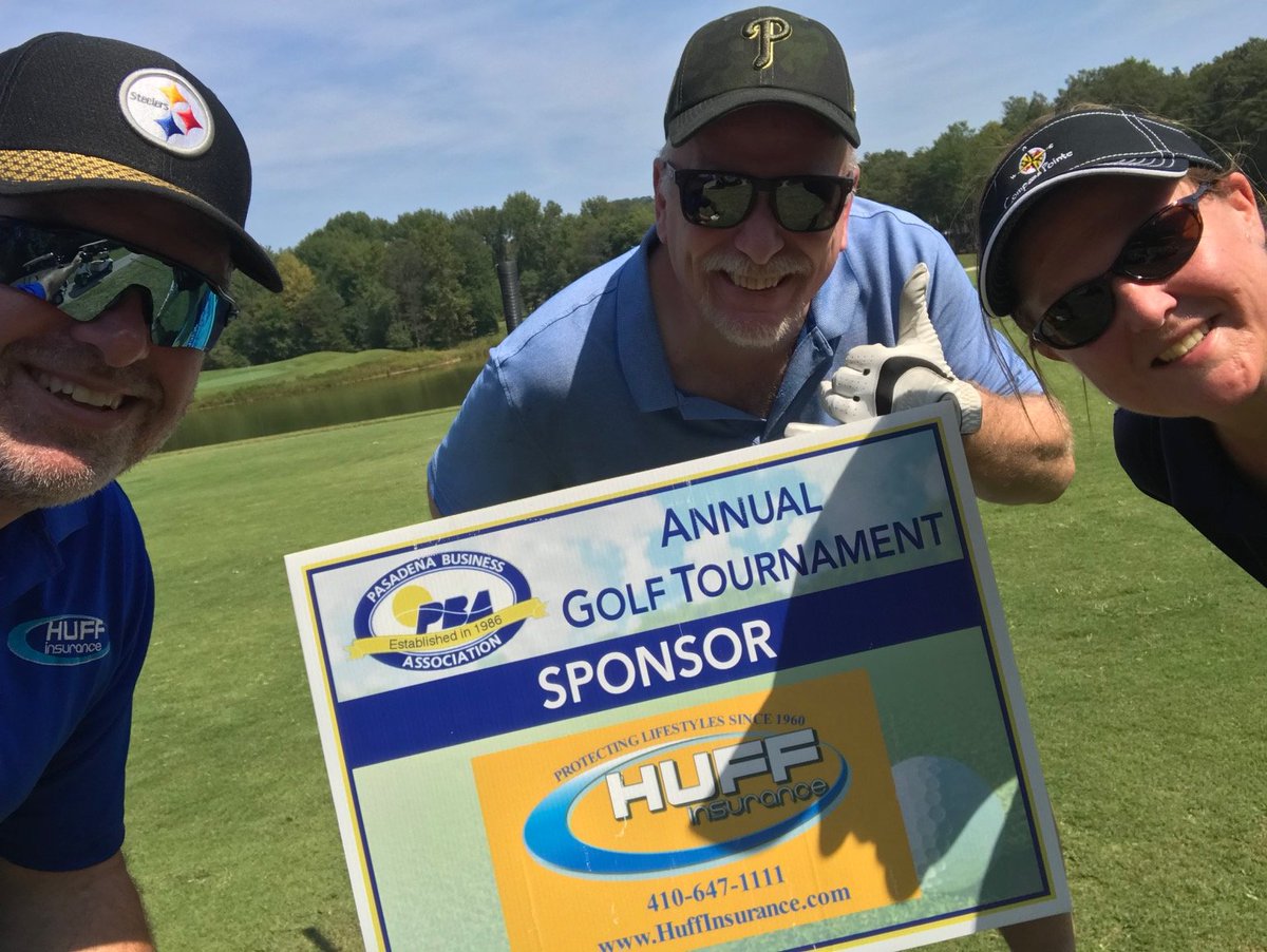 HuffInsurance's tweet photo. We are proud to once again be able to sponsor the Annual Pasadena Business Association Golf Tournament.  Great time was had by all! 
#PBAMD #HuffInsurnace https://t.co/BltjRpyIgq