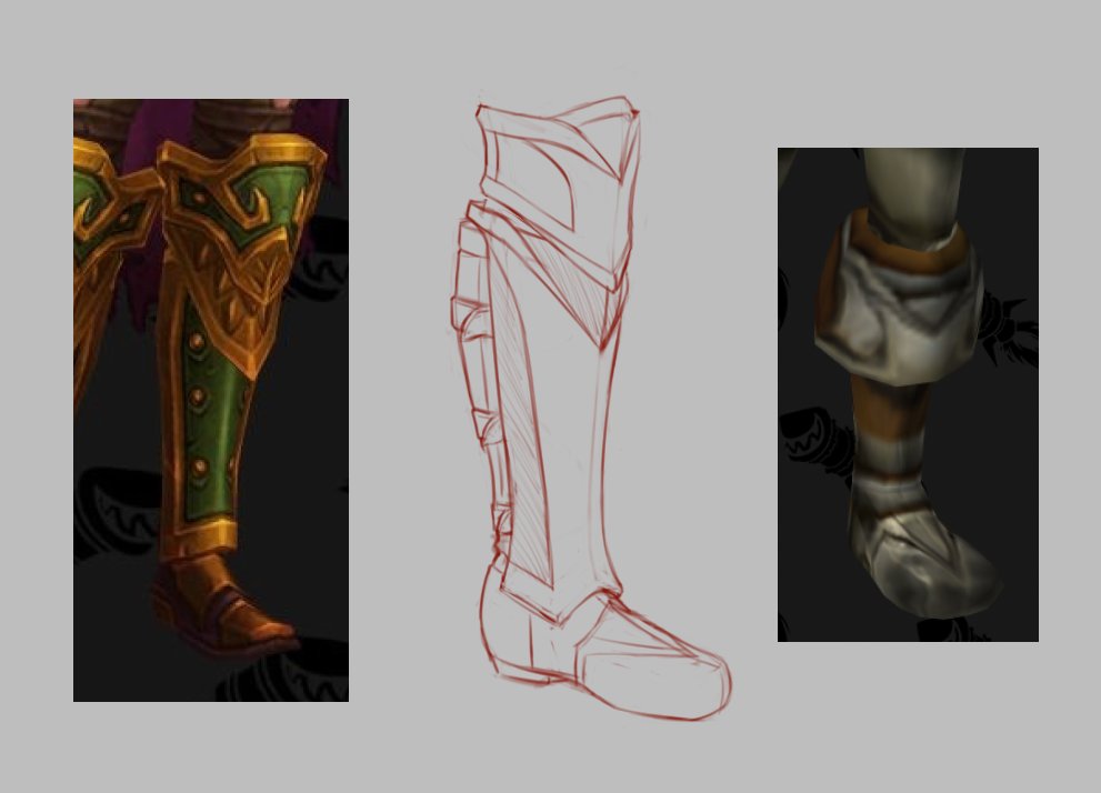 RamavataramaArt's tweet photo. More boot design studies; I wanna draw an elven armor based on the field plate set, but using elements from Alleria's armor, to make a more cohesive thalassian style #thalassian #highelf #worldofwarcraft https://t.co/f3qUdwgZEm
