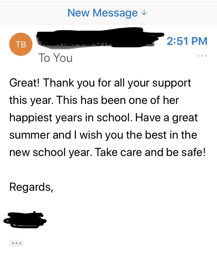 MsSwiftTeaches's tweet photo. It’s always nice to get a positive parent email to end the school year! Even during remote learning some students are able to shine! #tweetthepositive #NewcombPride @NewcombPrincip1 @Newcombschool https://t.co/bOaiISyade
