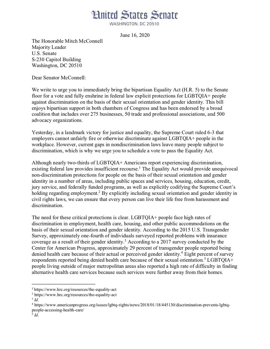 Page 1 of the letter to Senator McConnell.