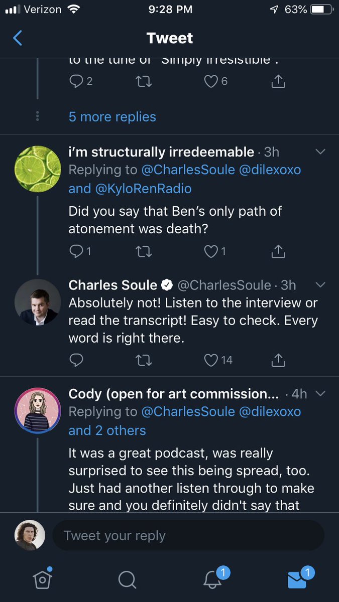 So a major misconception coming out of this interview is that CS said: “the only way Ben could have been redeemed is through death.”Thats *not* what he said. Its an *interpretation* of what he said, summing up a 10 minute debate through a certain pov.