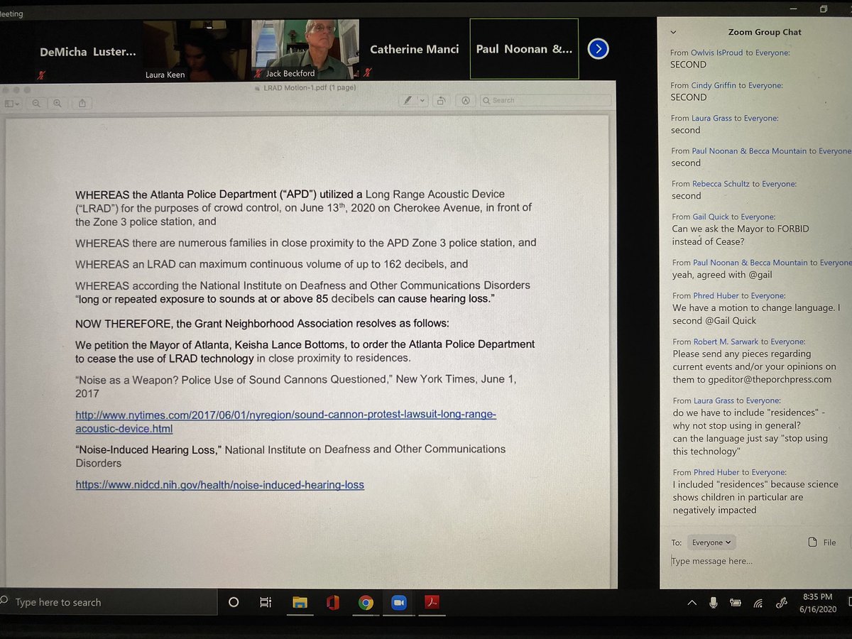 TUA_ATL's tweet photo. Thank you Grant Park Neighborhood Association for having some of #NPUv at your meeting to speak on the #NPUv list of demands! We have to connect and uplift each other! We would like to share this ordinance residents drafted after protest observations and seeing how (1/?) https://t.co/Qy45kZIG87