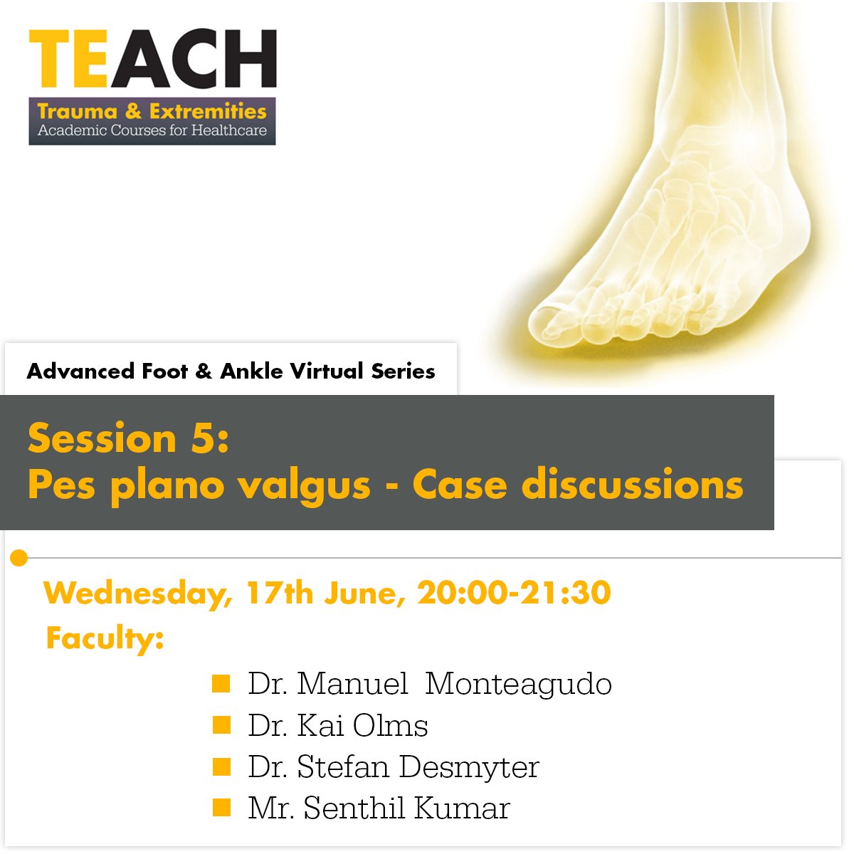 Our Advanced Foot and Ankle virtual EU series continues with another fascinating session on Pes plano valgus. Join us! stryker.zoom.us/webinar/regist…