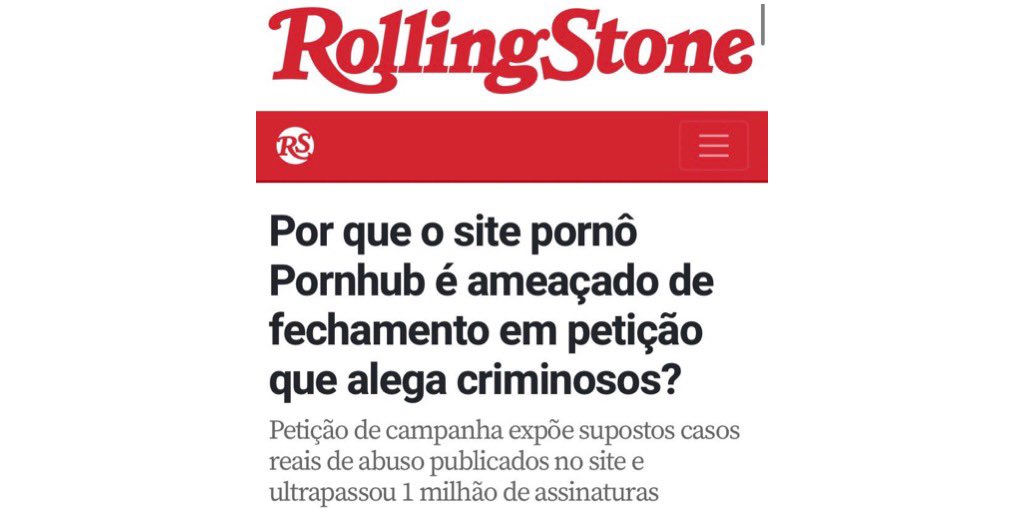 Today @RollingStones Brazil covered the success of the #Traffickinghub campaign to hold Pornhub accountable for complicity in the sex trafficking of women and children. rollingstone.uol.com.br/noticia/por-qu…