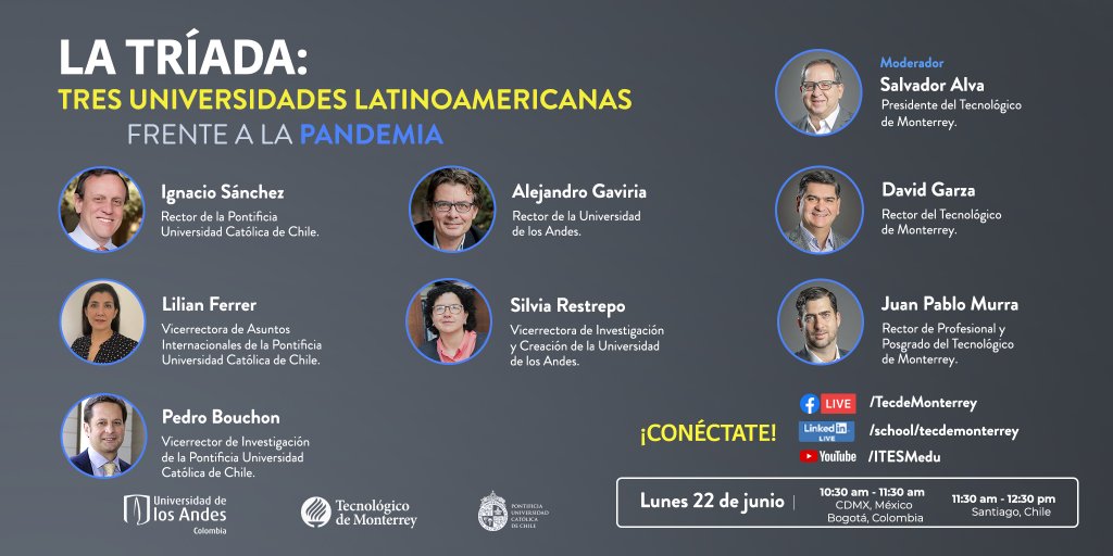 TecdeMonterrey's tweet photo. Junto con  @Uniandes y la @ucatolica estaremos hablando del papel de las universidades en nuestra nueva realidad. 👇 https://t.co/ZllhlublIy