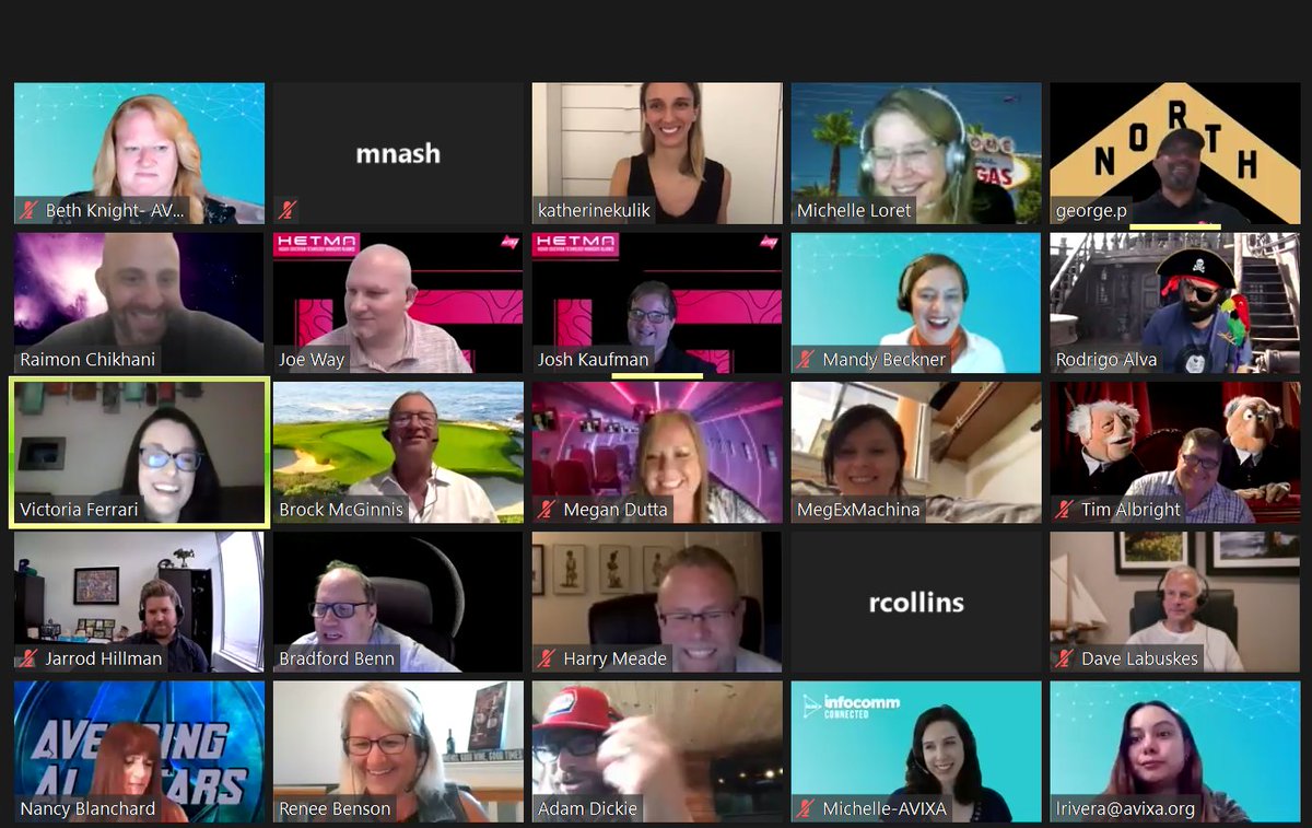 InfoComm's tweet photo. Thinking caps are on, screens are away (at least we think they are) and we're battling it out for trivia glory at the #InfoComm20 Trivia Night! @AVIXA @DistrictTrivia #AVIXAFoundation https://t.co/er48SiDtms
