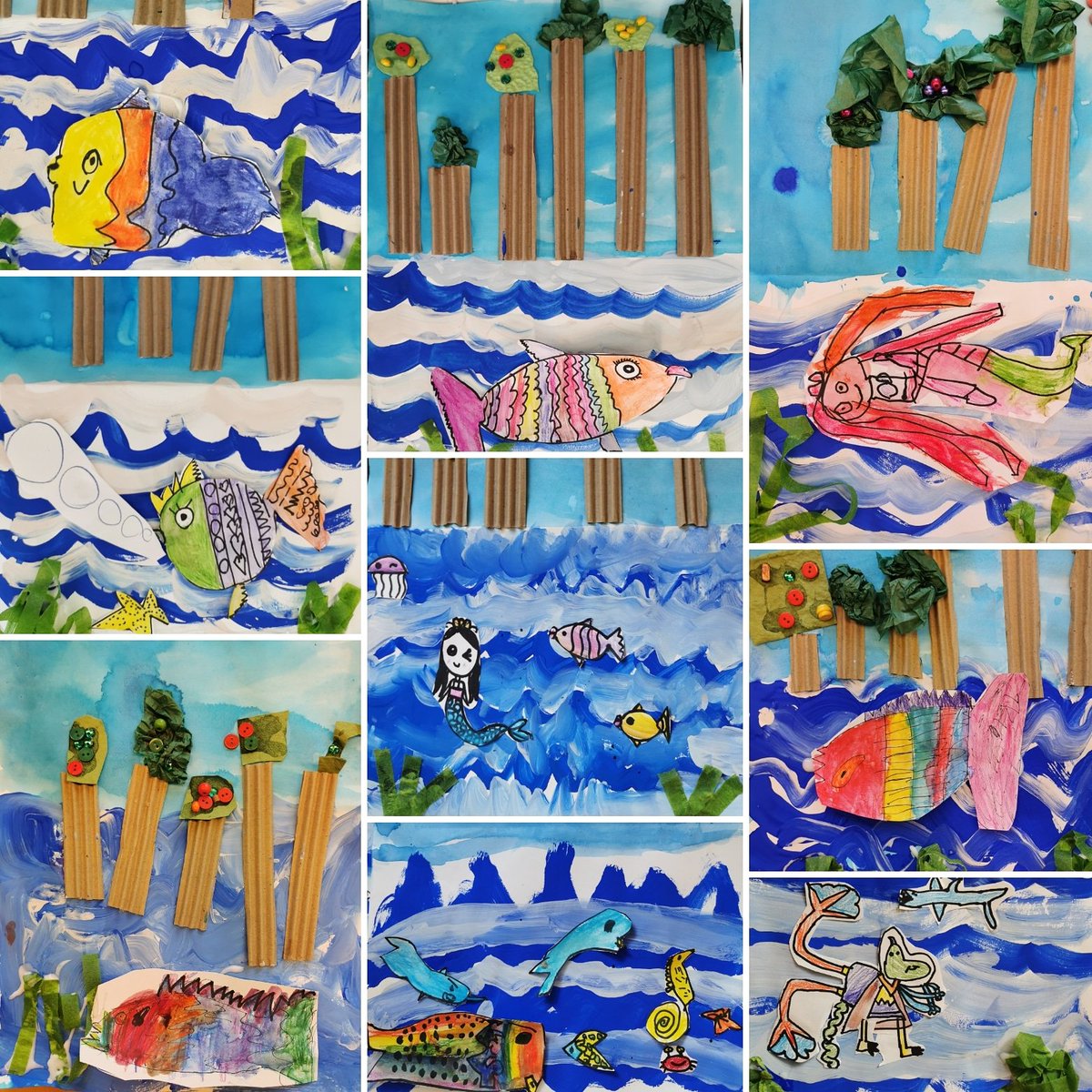 EmmaVHamilton1's tweet photo. Inspired by #lifeonland and #lifebelowwater my #summerprogram students created these pretty great #multimedia #collages #unishanoi #sdgart https://t.co/E3adrTyomO