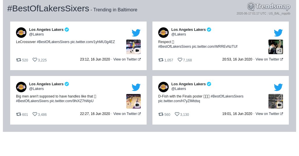 TrendsBaltimore's tweet photo. #bestoflakerssixers is now trending in #Baltimore

https://t.co/FhLKxYFDQw https://t.co/gCZNmReTkX