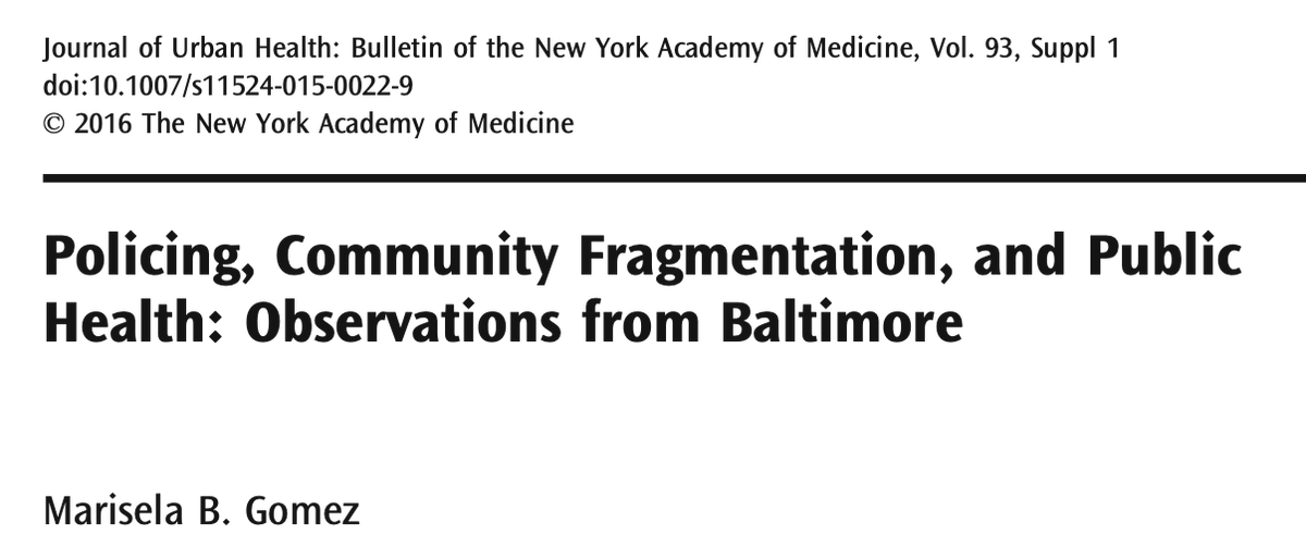 225/ For black people, "police violence increased fragmentation and decreased cohesion and healthy social networks. Stress and worry, resulting from fear of police harassment and a sense of disempowerment, were reported as contributors to community fragmentation and poor health"