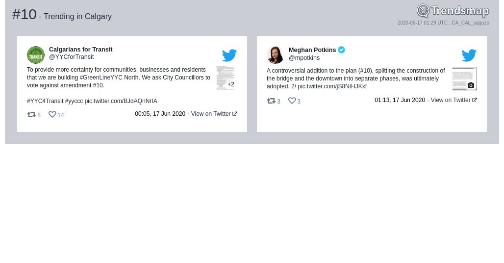 #10 is now trending in #Calgary

trendsmap.com/r/CA_CAL_sqqozp