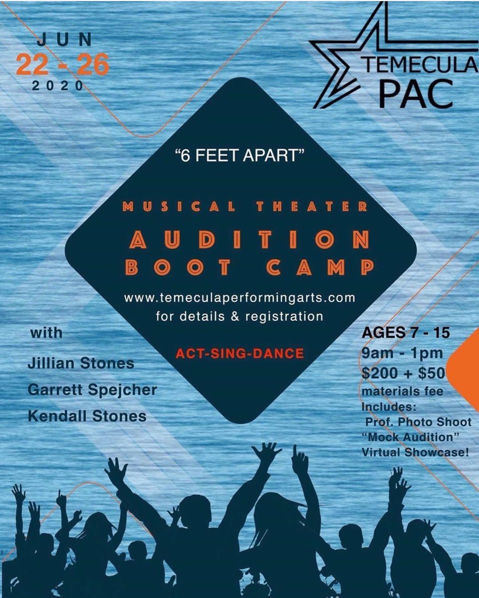 TemeculaPAC's tweet photo. Limited availability for next weeks ‘Musical Theatre Audition Boot Camp’ 

We hope to see you there! https://t.co/68V0c8HJ1z