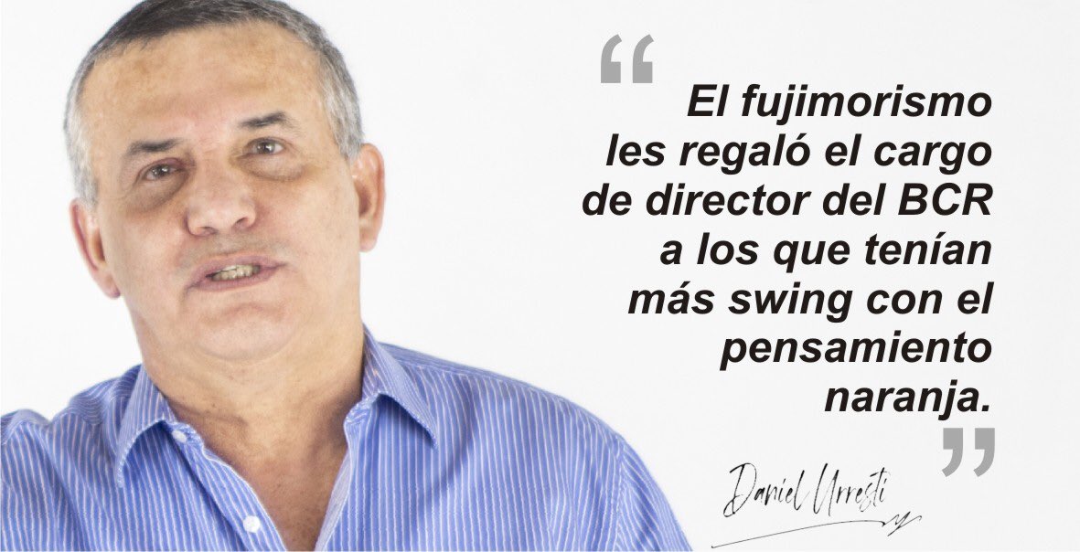 DanielUrresti1's tweet photo. Este miércoles empieza a cerrarse uno de los capítulos más nefastos de la historia del BCR. Mañana sustentaré por qué Rafael Rey y José Chlimper deben dejar sus cargos de directores @RPPNoticias @Agencia_Andina @exitosape @canalN_ @larepublica_pe @elcomercio_peru @Latina_Noticias https://t.co/2JG8MB7aAE