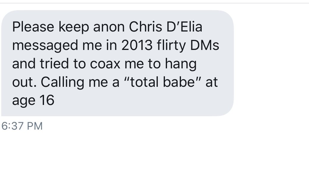 This is crazy bc I’ve literally had this sent to me about Chris Delia as we...