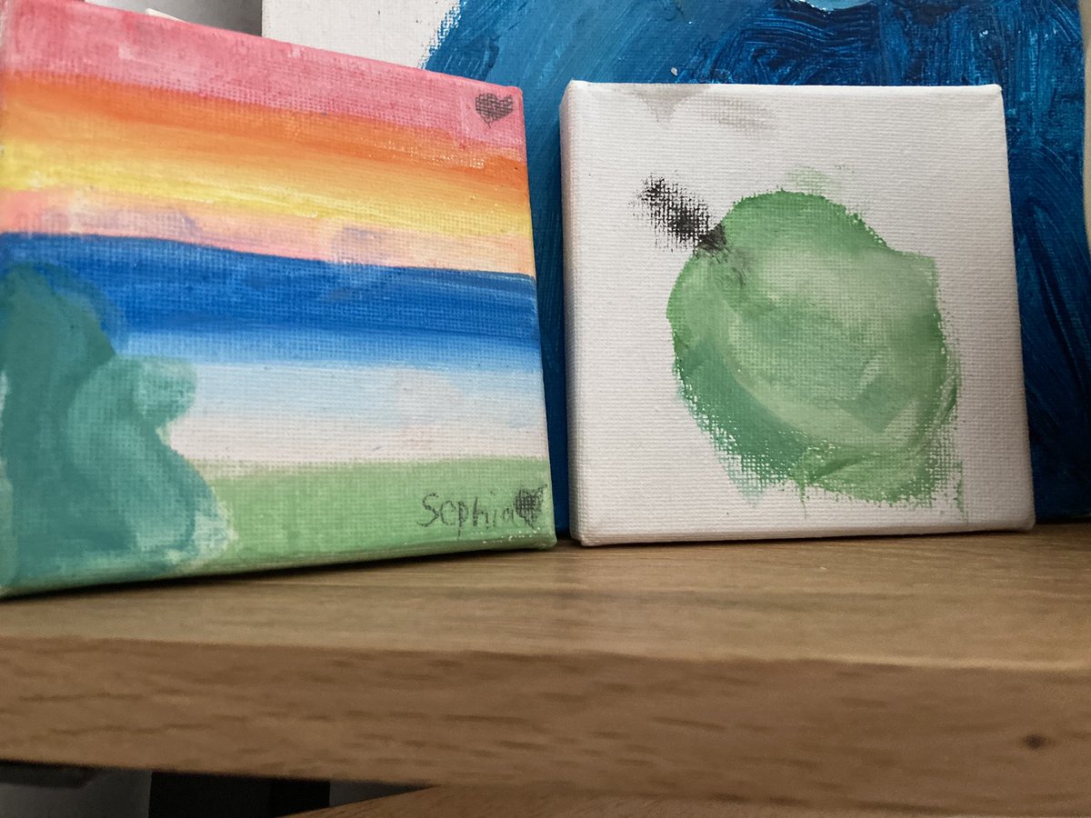 Murrays2012's tweet photo. @StAnthony3_4S @StAnthony1_2A Sophia’s sunset and Louis’ watermelon artwork from yesterday. WRM done too. https://t.co/ziwaIk3EdC