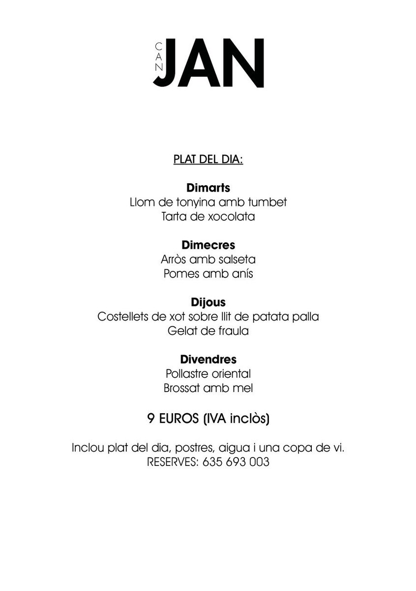 CanJan_Bini's tweet photo. Fem arròs amb salseta perquè canvia el temps o canvia el temps per a què gaudeixis d’un bon plat d’arròs amb salseta? Plat del dia amb unes postres ben sanes, aigua i copeta de vi 9€ T’hi esperam #è #salseta #Binissalem https://t.co/4rcFY0PZ8B