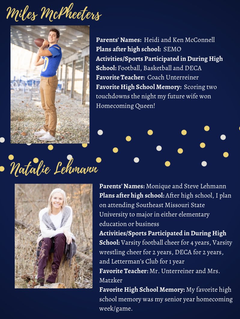 seckman2020's tweet photo. Our forth prom court nominees! https://t.co/OQjIdnH17r