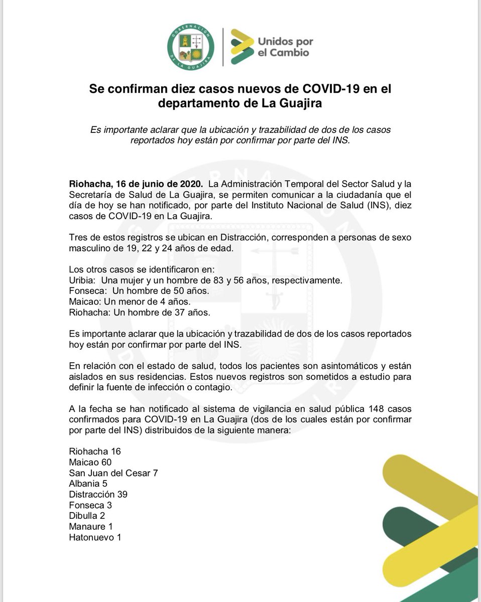 NemesioRoys's tweet photo. La ubicación y trazabilidad de dos de los casos reportados hoy están por confirmar por parte del INS.

Todos estos registros son asintomáticos y se encuentran aislados en sus residencias.
Estos nuevos casos son sometidos a estudio para establecer la fuente de contagio. https://t.co/bwLqeQabxZ