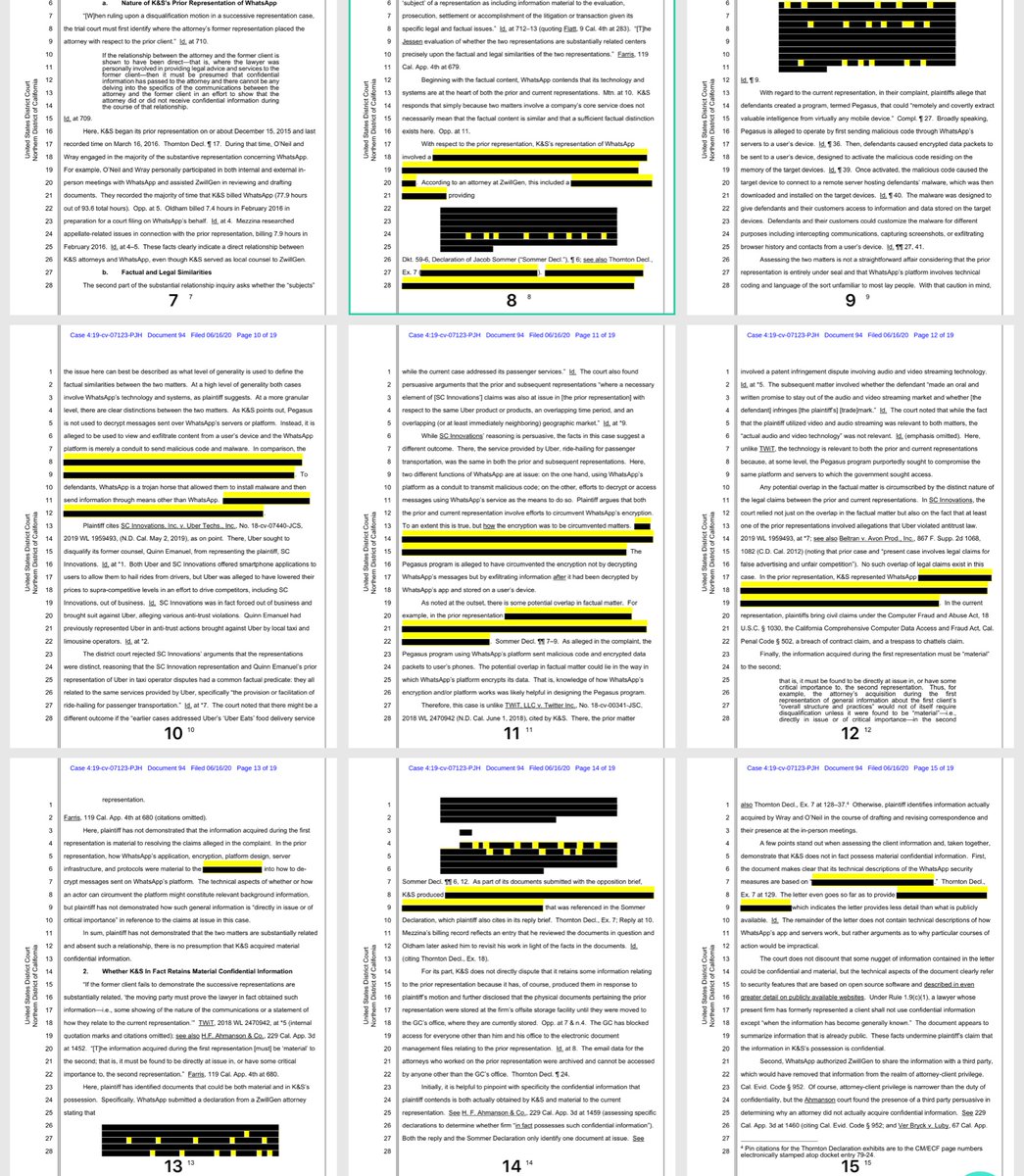 I did NOT have this on my BINGO CARDWhatsApp Motion to Disqualify King & Spaulding DENIEDIt’s a pretty meaning Opinion/Order but one take away is WhatsApp overreached with their motion to disqualify  https://ecf.cand.uscourts.gov/doc1/035019380306?caseid=350613