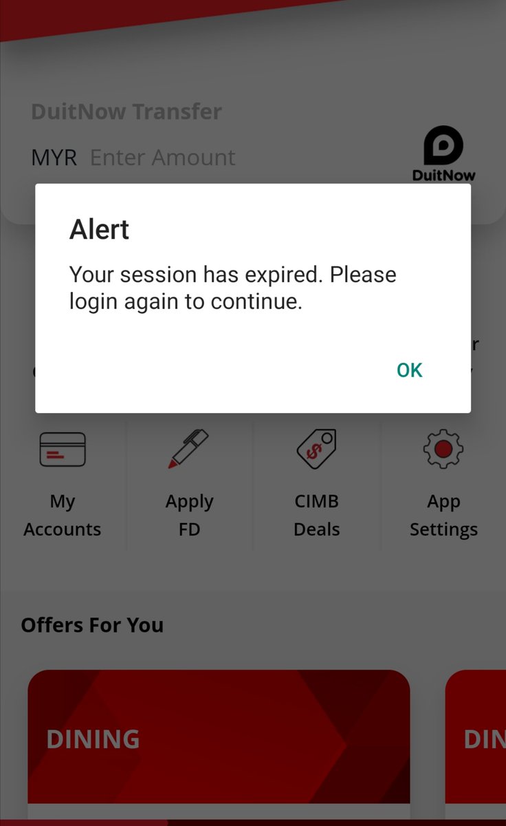 nikhilbhatnagar's tweet photo. @CIMBMalaysia Hello, i m using android app ver 4.1.34 and keep getting session timeout message. How to fix it ? 

I click ok several time but no luck https://t.co/ntDTcD5Soo