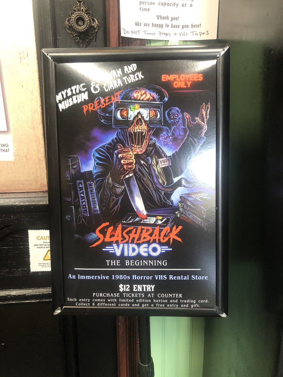 spencerink's tweet image. What a killer day at @SlashbackVideo at the @TheMysticMuseum. If you love horror, have an affection for the golden age of VHS stores and are anywhere near Los Angeles, don’t miss this 
🔪🔪🔪🔪🔪🔪📼📼📼📼📼📼