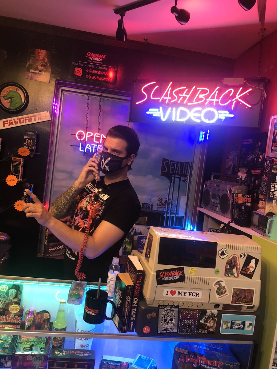 spencerink's tweet image. What a killer day at @SlashbackVideo at the @TheMysticMuseum. If you love horror, have an affection for the golden age of VHS stores and are anywhere near Los Angeles, don’t miss this 
🔪🔪🔪🔪🔪🔪📼📼📼📼📼📼