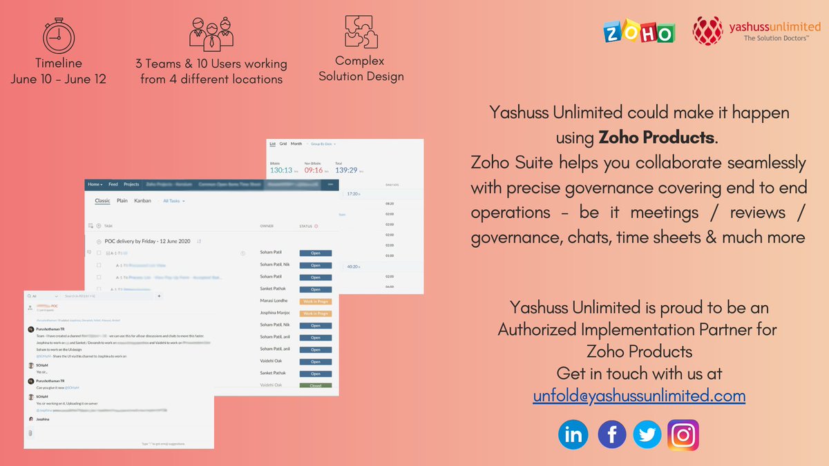 tgr_purush's tweet photo. 3 Days Grueling Schedule with Teams working from 4 Locations, with complex Solution Design and Delivery. We simply used Zoho Projects and Zoho Cliq to make it possible.
#zoho #solutiondoctors #successwithZoho https://t.co/ZhTxVr9qY4