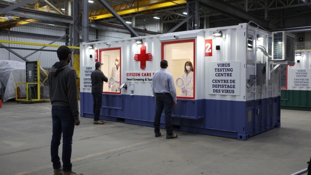 CTVNews's tweet photo. The 'Citizen Care Pod' could be the newest virus testing site -- and it's a shipping container https://t.co/1gOWmRRMHS https://t.co/EUK6eYZfHo