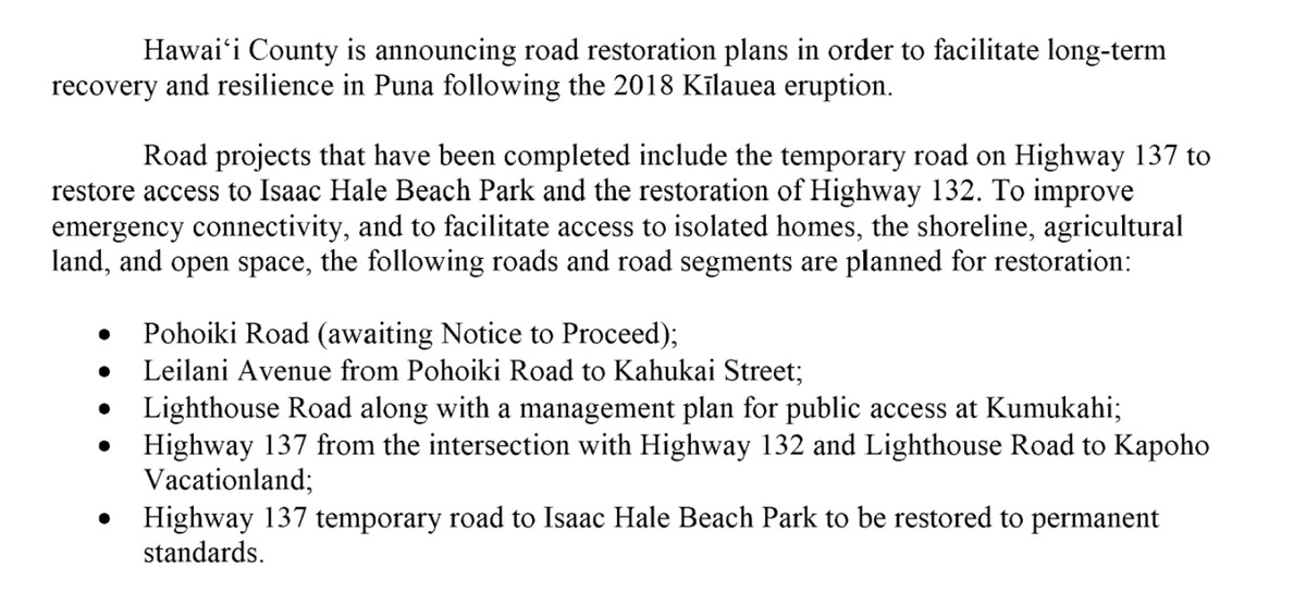 808constituent's tweet photo. Good news for Puna #Hawaiʻi.
Restoration of all roads lost to the 2018 Kilauea eruption, plus public access to a newly created beach, itʻs not the warm ponds and fish filled tide pools we lost, but...a consolidation. #HawaiʻiIsland #PunaStrong https://t.co/RgKnf0B2qW