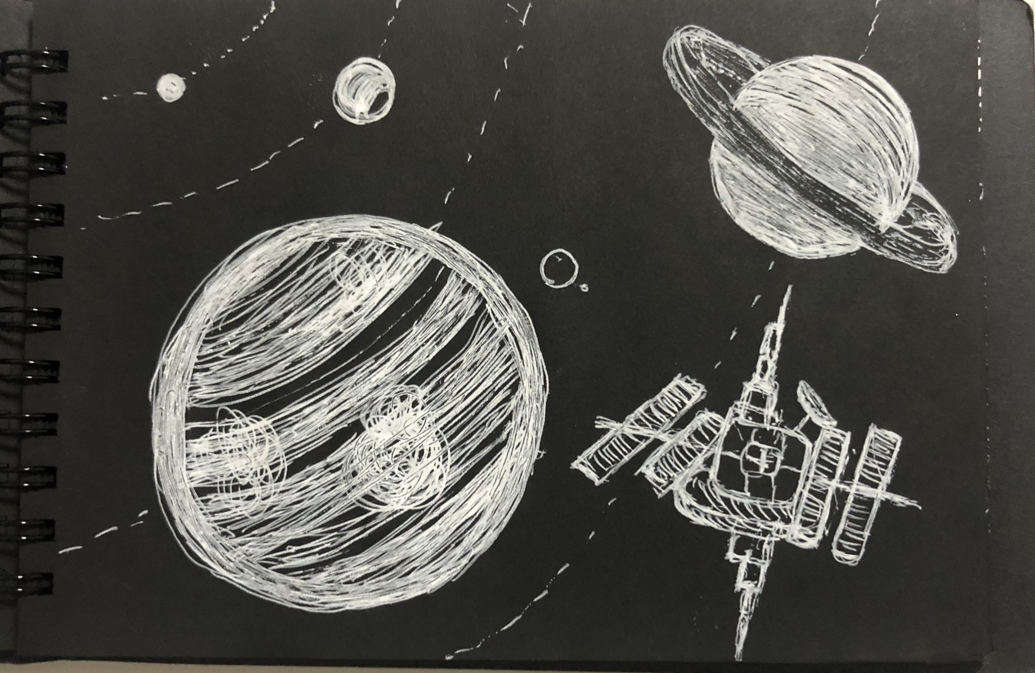 宇宙をイメージしたペン画 X-এ ポヨのうんちょくん: 