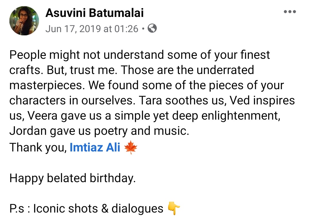 Happy belated birthday, dear Imtiaz Ali 