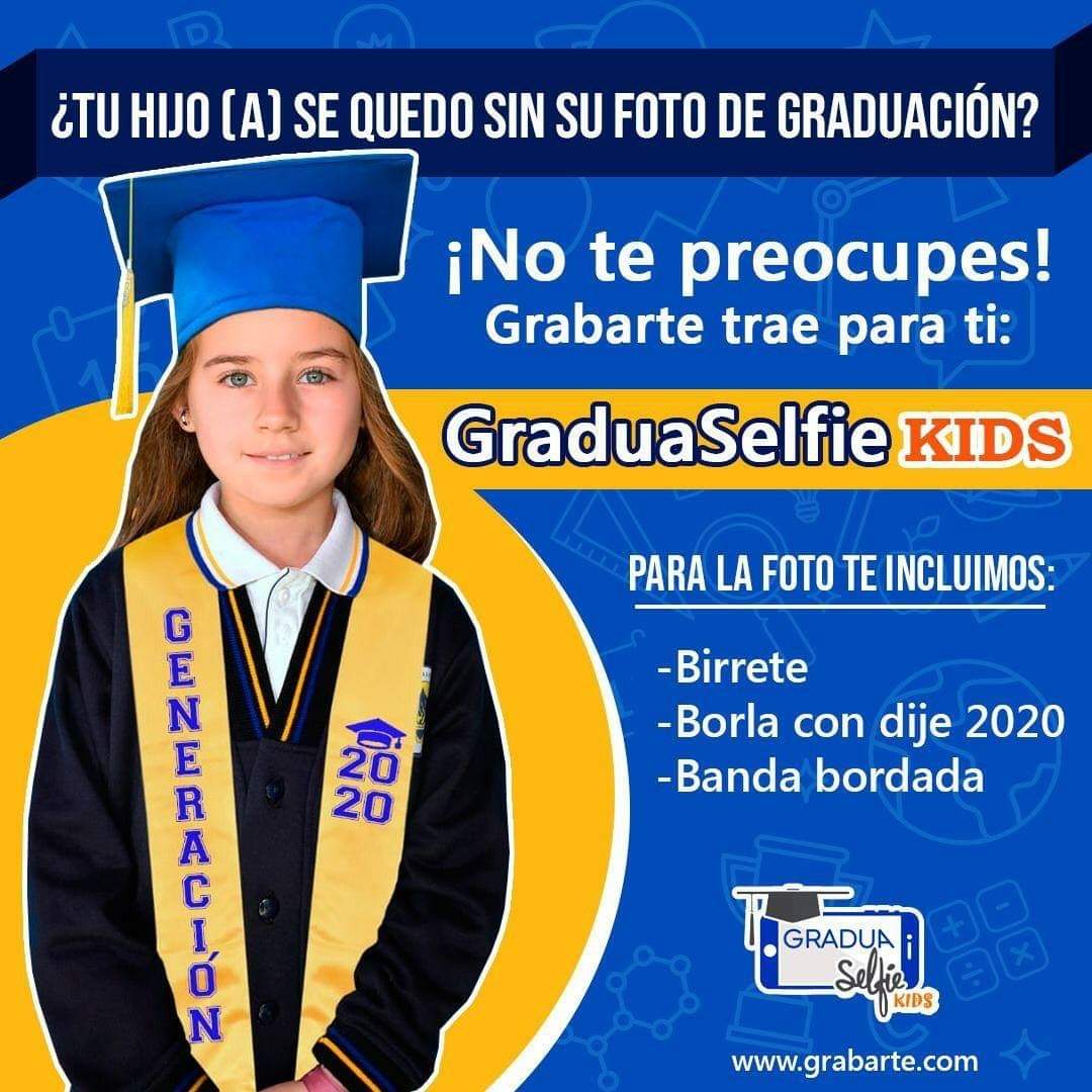 Grabarte's tweet photo. Reconoce cada logro de tus hijos con Graduaselfie Kids y tómales su foto de graduación con birrete, borla y banda desde casa 🏡

Para mayores informes:

📲 Inbox
☎️ Vía telefónica a cualquiera de nuestras oficinas 
👨🏻‍💻 https://t.co/3U2rT0RHOo https://t.co/adWZH7oauF