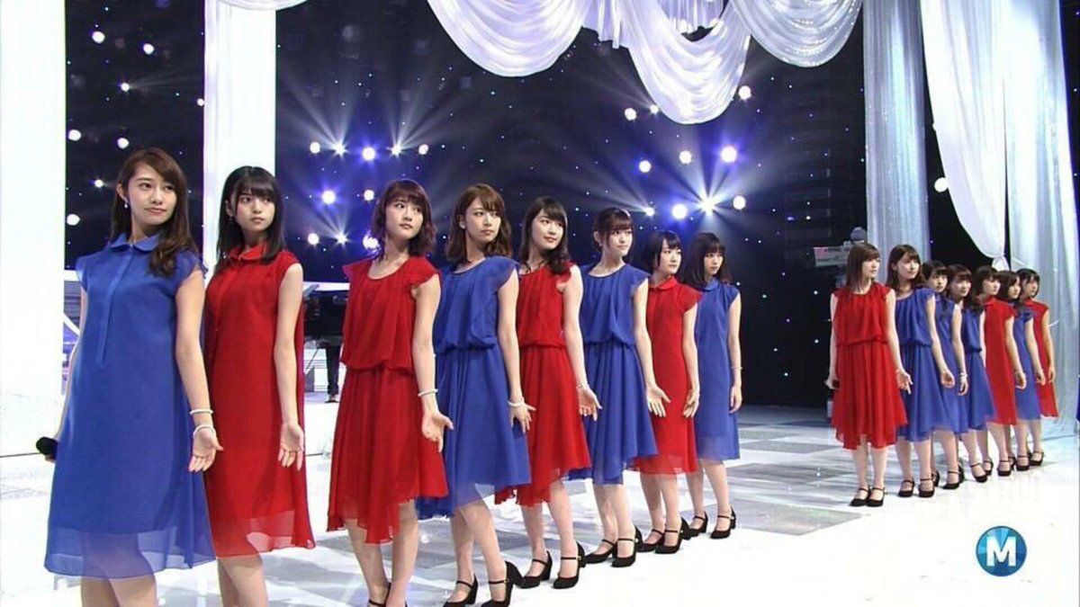 36 ⊿ Sorezore no Isu & Kikkake [Album Cover & Perf. Costume]A simple costume for one of Nogi's most beloved songs that was voted as best lyrics among members. The members are divided between two colors, with each wearing a slightly different design https://twitter.com/korobizaka/status/1272236948904607744?s=20