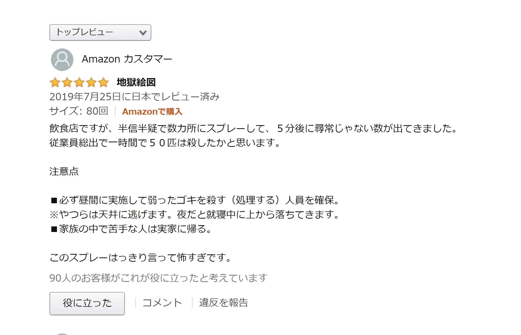 このAmazonレビューは信頼できる？G対策にはこの殺虫剤がいいかもwww