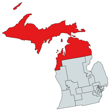 Michigan is one of the great swing states of America, and it’s also the largest state I have yet to tackle. Today, we’ll look at Michigan’s 1st district, which covers the upper tip of the “mitten” as well as all of the Upper Peninsula (which should belong to Wisc. if you ask me).