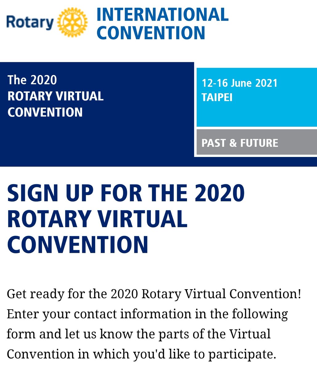 DON'T MISS OUT!!! Register now for the 2020 Rotary Virtual Convention! RT 
riconvention.org/en/sign-2020-r…
#ServiceAboveSelf #PeopleOfAction #RotaryMsasa #RotaryConvention #RotaryConnectsTheWorld