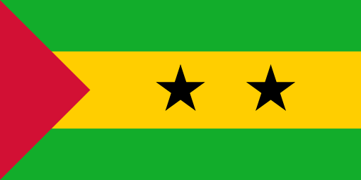 São Tomé and Príncipe. 8.5/10. Adopted in 1975 replacing the Portuguese flag. Green alludes to the country's vegetation. Yellow stands for the tropical sun and red for the struggle of independence. The black stars symbolise the two islands that make up the nation.